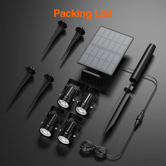 FLOWood Solar Gartenleuchte, 4 in 1 Solarstrahler Solarlampen für Garten, Aluminium-Werkstoffe Wasserdicht LED Solarlampe Außen Solarleuchte, Auto-on/off für Bäume,Sträucher,Gartenweg, Warmes Licht…