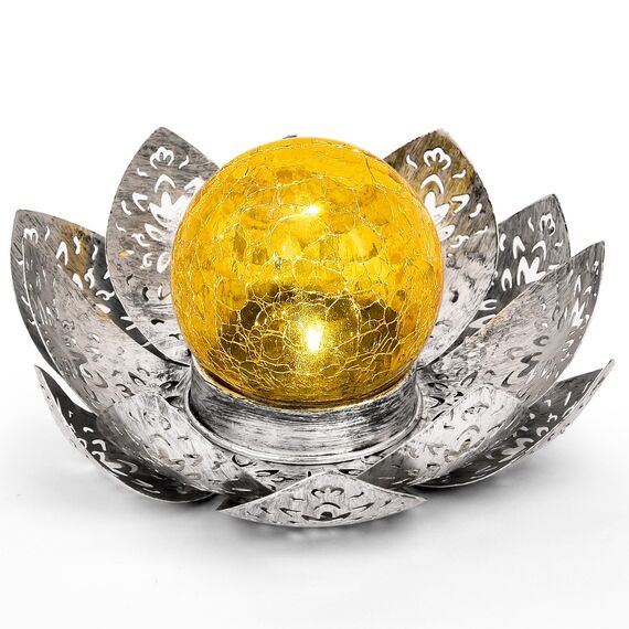 ORHOMELIFE Solarlampen für Außen Solar Lotus Garten Deko Solar Bodenleuchte für Garten Warmes Licht Gartenleuchten für Außen Terassendeko LED Solarleuchten Wasserdicht Grau