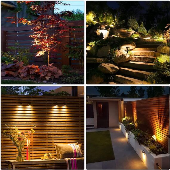 MEIKEE Solarstrahler für Außen 3 Stück 2700K Warmweiß Solarlampen für Außen 5000MAH IP66 Wasserdicht 3 Helligkeit 2 Modi Dusk to Dawn Solar Gartenleuchte Garten Rasen Terrasse Bäume Balkon