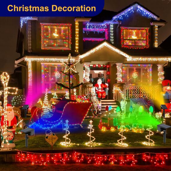 LOTOMOS [7 Farbmodi] Solarstrahler für Außen Garten 4 Stück/Bunt RGB, Solarlampen für Außen LED Solar Strahler Außen IP65 Wasserdicht Gartenleuchten Solarleuchten für Baum Weihnachtstag Halloween