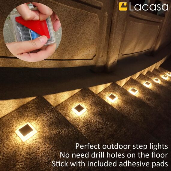 Lacasa Solar Bodenleuchten Aussen, 8 Stück Solarleuchten für Außen Warmweiß 2700K, 30LM Solarlampen LED Wegeleuchten IP68 Wasserdicht Auto ON/OFF Solar Gartenleuchten für Garten Rasen Terrasse Hof