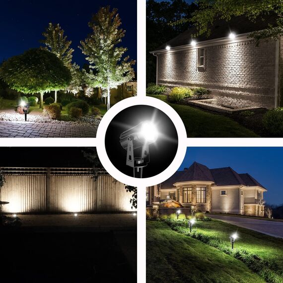 T-SUN Solar Gartenleuchten, 2-in-1 Wasserdicht Drahtlos Outdoor Wandleuchte, 2 Beleuchtungsmodi, Sicherheitsbeleuchtung für Hof, Rasen, Wege, Auffahrt, Terrasse.（6000K Kaltweiß）, 6000k White, TS-S42