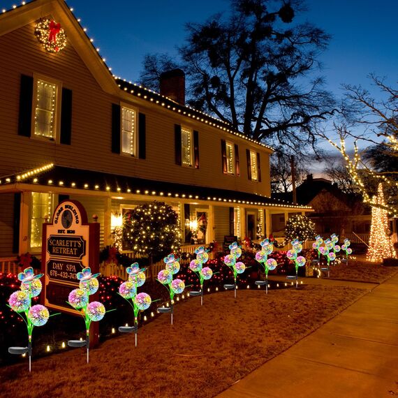 Fohil Solarlampen für Außen Garten, 2 Stück Solarleuchten Garten Deko Löwenzahn Blumen mit Farbwechsel LED,2 Modi Dekoration Licht IP65 Wasserdicht für Rasen, Balkon, Terrasse, Hof, Weihnachtsdeko