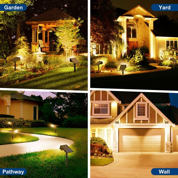 WENATY Solarlampen für Außen, 56 LED Solarstrahler für Außen Garten 3000K Warmweiß LED Solar Strahler, 4 Helligkeitsmodi Solar Gartenleuchten IP65 Wasserdicht Solarleuchten für Weg Hof Gehweg【2 Stück】