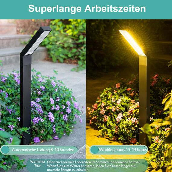 AGOTD Solarleuchte für Außen Garten, 4 Stück Solarlampen mit 3 Lichtmodi Wegeleuchten, IP55 Wasserdicht Solar Gartenleuchte für Garten, Deck, Rasen, Hof, Weg, Einfahrt