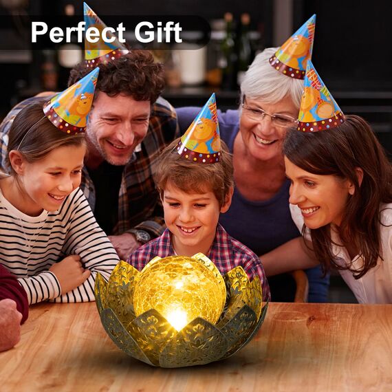 ORHOMELIFE Solarlampen für Außen Solar Lotus Garten Deko Solar Bodenleuchte für Garten Warmes Licht Gartenleuchten für Außen Terassendeko LED Solarleuchten Wasserdicht Grau