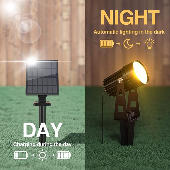 FLOWood Solar Gartenleuchte, 4 in 1 Solarstrahler Solarlampen für Garten, Aluminium-Werkstoffe Wasserdicht LED Solarlampe Außen Solarleuchte, Auto-on/off für Bäume,Sträucher,Gartenweg, Warmes Licht…