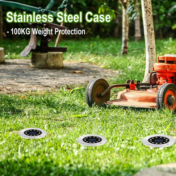 Bowfar 12 Stück Solar Bodenleuchten Aussen, Solarleuchten Garten mit 12 LEDs für Außen, 3000K Kaltweiß Wasserdicht Led Solar Gartenleuchten, Solarlampen für Rasen Auffahrt Gehweg Patio Garden