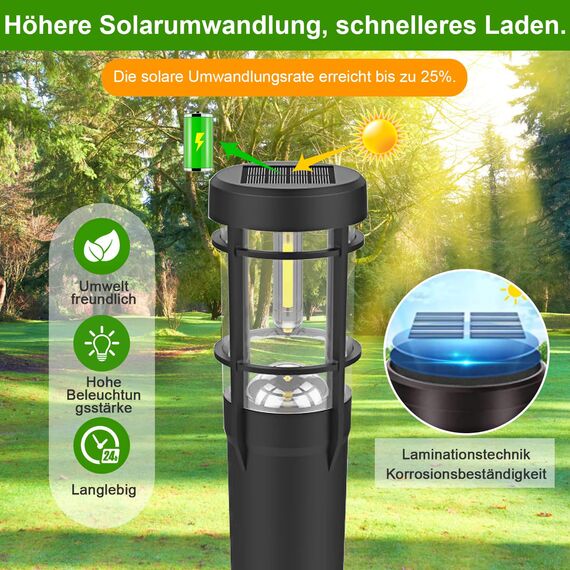 Czoele Solarlampen für Außen Garten, 4 Stück Solarleuchten Garten 900mAh Warmweiß Solar Gartenbeleuchtung Wasserdichte mit Erdspieß IP65 Wasserdichte Auto Ein/Aus für Garten Terrasse Pfad Rasen (A)
