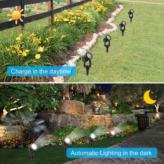 CORESLUX Solar Gartenleuchten Solarlampen für Außen Garten IP65 Wasserdicht Gartenleuchte Solar Gartenbeleuchtung 6000K LED Solarstrahler für Außen Gartenweg Bäume Sträucher (Weiß)