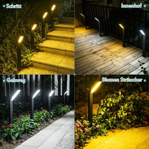 AGOTD Solarleuchte für Außen Garten, 4 Stück Solarlampen mit 3 Lichtmodi Wegeleuchten, IP55 Wasserdicht Solar Gartenleuchte für Garten, Deck, Rasen, Hof, Weg, Einfahrt