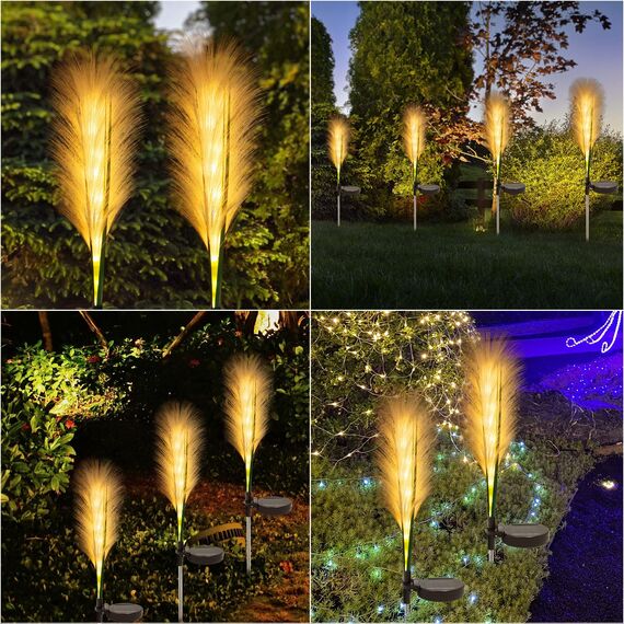 AGOTD Solarleuchten Garten Schilf, Solarlampen für Außen, Wasserdichte Gartendeko für Draußen, Solar Deko für Rasen Gehweg Balkon Terrassen Landschaft Wegbeleuchtung, 2 Stück