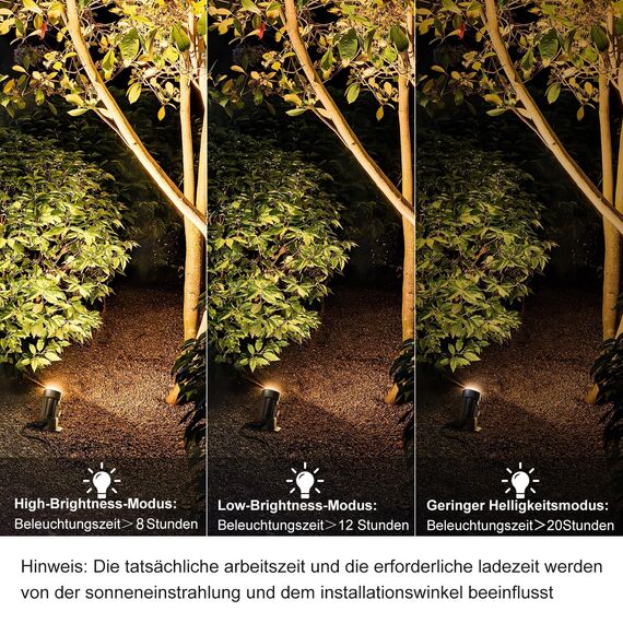 MEIKEE Solar Strahler 2 Stück 2700K Warmweiß Gartenbeleuchtung Solar mit Erdspieß IP66 Wasserdicht 3 Helligkeit 2 Modi 3000MAH Gartenleuchten für Außen Garten Rasen Terrasse Baum
