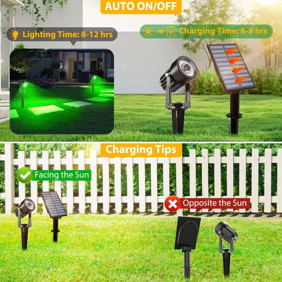 CORESLUX Solarlampen für Außen, Grün Solar Strahler Gartenleuchten, IP65 Wasserdicht Gartenleuchte Gartenbeleuchtung LED Solarstrahler für Außen Gartenweg Bäume Sträucher