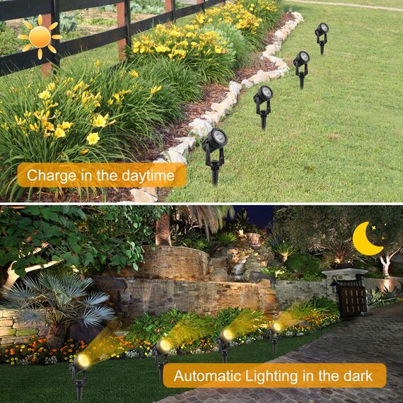 CORESLUX Solar Gartenleuchten Solarlampen für Außen Garten IP65 Wasserdicht Gartenleuchte Solar Gartenbeleuchtung 3000K LED Solarstrahler für Außen Gartenweg Bäume Sträucher (2 Licht)