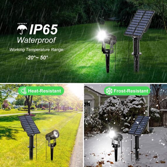 T-SUN Solar Gartenleuchten, 2-in-1 Wasserdicht Drahtlos Outdoor Wandleuchte, 2 Beleuchtungsmodi, Sicherheitsbeleuchtung für Hof, Rasen, Wege, Auffahrt, Terrasse.（6000K Kaltweiß）, 6000k White, TS-S42