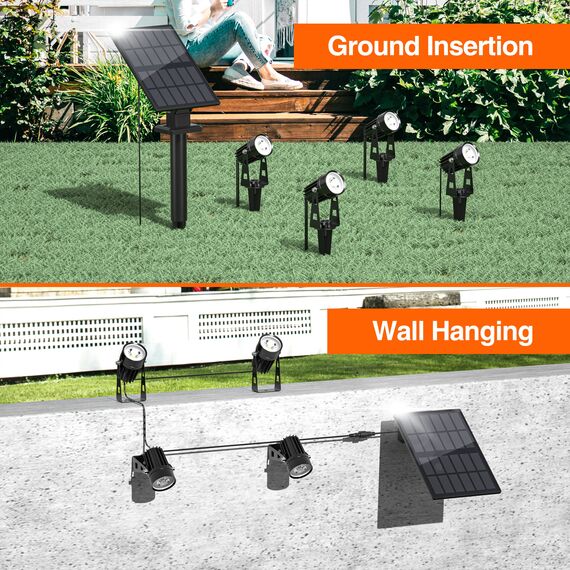 FLOWood Solar Gartenleuchte, 4 in 1 Solarstrahler Solarlampen für Garten, Aluminium-Werkstoffe Wasserdicht LED Solarlampe Außen Solarleuchte, Auto-on/off für Bäume,Sträucher,Gartenweg, Warmes Licht…