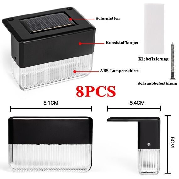 YOFIG Solarlampen für Außen Garten, Wasserdichte Solarleuchten Garten Deko, Gartendeko 8 Stück Led Solar Gartenleuchten für Balkon Deko und Terrasse, Solarleuchte mit 2 Modi-Warmweiß/Farbwechselnde