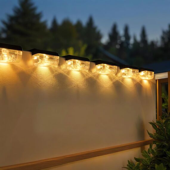 Anmossi Solarlampen für Außen Garten, 8 Stück Solar Zaunleuchten, Wasserdichte LED Stufenleuchten für Draußen, Stufen, Zäune, Terrassen, Treppen, Pool und Hof, Warmweiß
