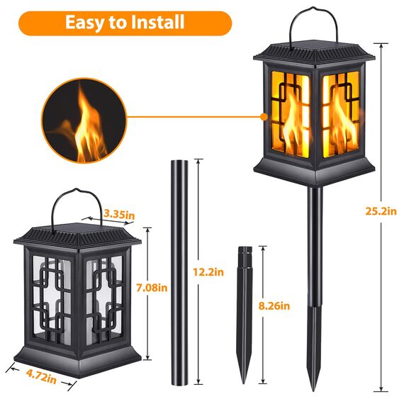 Viitech Solarleuchten Garten Außen, IP65 Wasserdicht Solar Flammenlicht mit Realistischer Flammen Lichteffekt, Solarlampen für außen mit Automatische EIN/Aus und 2 Lichtmodi für Garten Hof Balkon