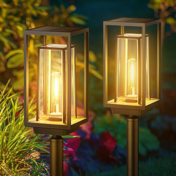PUAIDA Solarlampen für Außen Garten, 2 Pack Moderne Garten Solarleuchten mit Längere Arbeitzeit, Extrem Helle Solar Gartenleuchten, IP65 Wassserdicht Solar Gartendeko für Balkon Terrase Outdoor