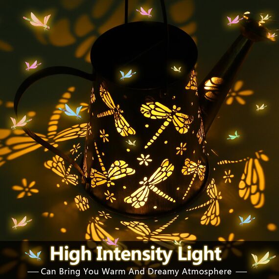Solar Gießkanne Lichterkette Aussen, Solarlampen für Außen Garten LED Lichter,Vintage Lichterkette Aussen mit Halterung Libellen Shower Garten Leuchten Wasserdicht für Garden Terrasse Balkon (Libelle)