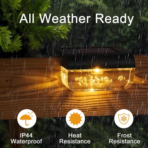 Anmossi Solarlampen für Außen Garten, 8 Stück Solar Zaunleuchten, Wasserdichte LED Stufenleuchten für Draußen, Stufen, Zäune, Terrassen, Treppen, Pool und Hof, Warmweiß