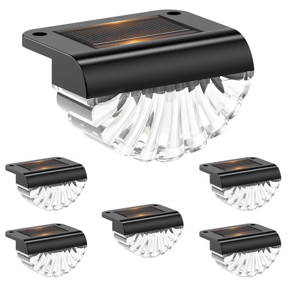 MUSUNIA Balkonbeleuchtung Solar - Wasserdichte Solarleuchten Garten Dekoration,6 Stück Solar Wandleuchte Aussen für Terrasse Garten und Stufen Warmweiß