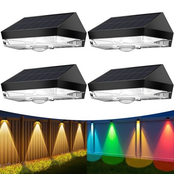 Anmossi Solarlampen für Außen Garten,6 Stück Wasserdichte Solarleuchten Garten Dekoration,Kaltweiß/Neutrallicht/Warmweiß/RGB,10 Modus Solarzaunleuchten für Terrasse,Stufen und Treppen