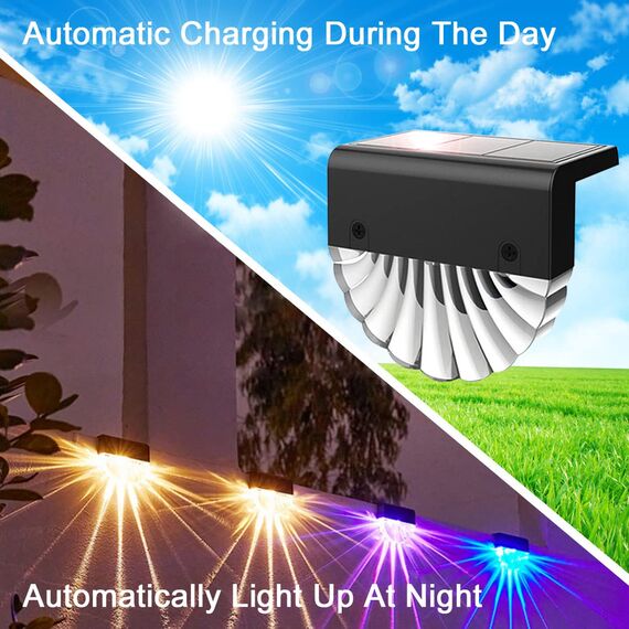 Anmossi Solarleuchte für Außen,6 Stück Wasserdichte Balkon Dekoration Solarleuchten,2 Modi Warmweiß/Farbwechselnde Solar Lichter,LED Gartenlampen für Terrasse Dekoration,Zaun,Garten und Treppen