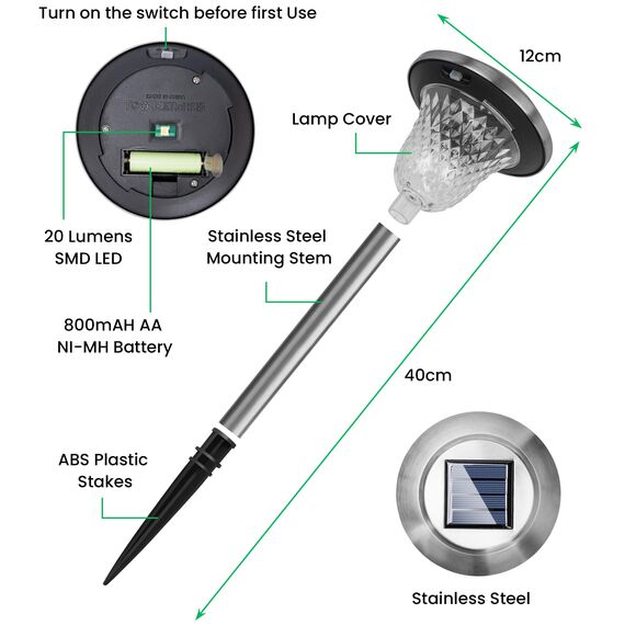 LITOHOM Solarlampen für Außen Garten, 4 Stuck Solarleuchten Garten mit Warmweiß IP65 Wasserdicht Edelstahl Metall Solar Wegeleuchte Solarleuchten Garten Deko für Rasen, Terrasse, Hof