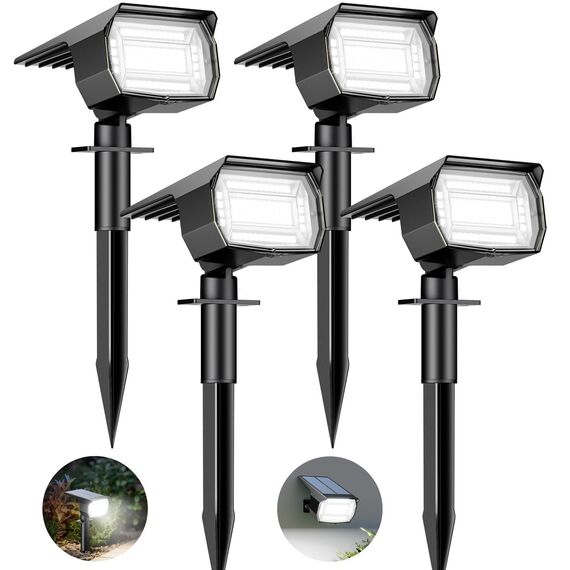 btfarm 4 Stück Solarstrahler für Außen Garten, 72 LED Solarlampen für Außen IP65 Wasserdicht Solar Strahler Gartenleuchten, Solarleuchten für Rasen Auffahrt Gehweg Patio Baum, Kaltweiß