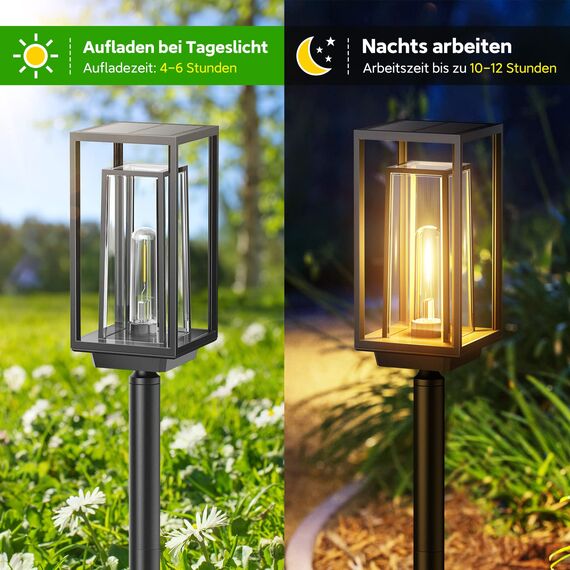 PUAIDA Solarlampen für Außen Garten, 4 Stück Moderne Garten Solarleuchten mit Längere Arbeitzeit, Extrem Helle Solar Gartenleuchten, IP65 Wassserdicht Solar Garten Deko für Balkon Terrase Outdoor