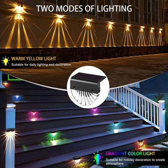 MUSUNIA ,Solar Wandleuchte aussen für balkon dekoration,4 Stück solarlampen ,2 Modi Warmweiß Farbwechselnde Beleuchtung