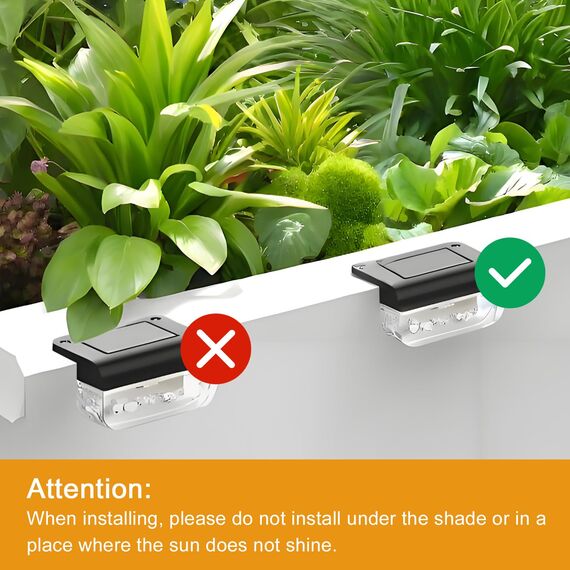 Anmossi Solarlampen für Außen Garten, 8 Stück Solar Zaunleuchten, Wasserdichte LED Stufenleuchten für Draußen, Stufen, Zäune, Terrassen, Treppen, Pool und Hof, Warmweiß