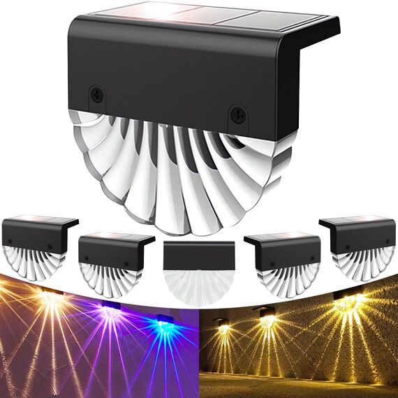 Anmossi Solarleuchte für Außen,6 Stück Wasserdichte Balkon Dekoration Solarleuchten,2 Modi Warmweiß/Farbwechselnde Solar Lichter,LED Gartenlampen für Terrasse Dekoration,Zaun,Garten und Treppen