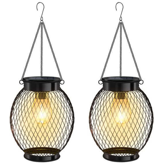 Nigecue Solarlampen für Außen Garten, 2 Stück Solarleuchten Gartenleuchten Solar Lanterne mit Helle LED-Glühbirne, 800mAh Akku, IP65 Wasserdicht, Auto Ein/Aus, 3000K Warmweißes Licht für Terrasse Hof