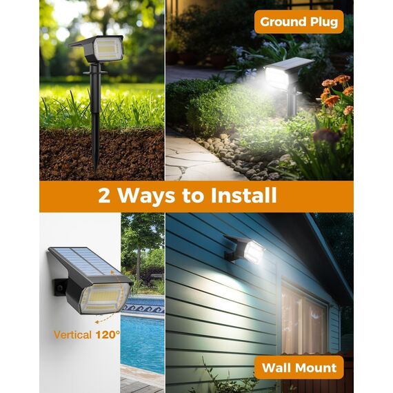 btfarm 4 Stück Solarstrahler für Außen Garten, 72 LED Solarlampen für Außen IP65 Wasserdicht Solar Strahler Gartenleuchten, Solarleuchten für Rasen Auffahrt Gehweg Patio Baum, Kaltweiß