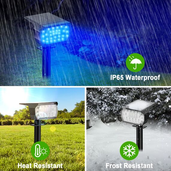 WELALO RGB Solarstrahler für Außen, Farbig Solarlampen für Außen Garten, Bunt Solarleuchten, IP65 Wasserdicht Solar Gartenleuchte für Hof Garten Garage Weg (RGB, 2er Pack)