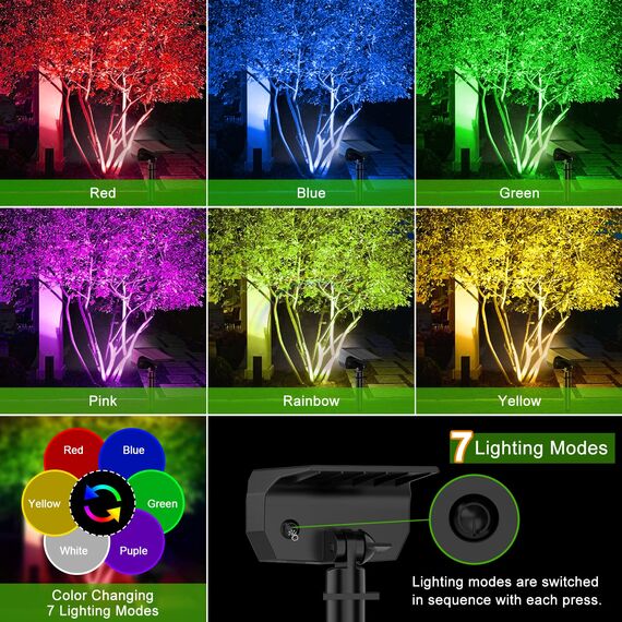 WELALO RGB Solarstrahler für Außen, Farbig Solarlampen für Außen Garten, Bunt Solarleuchten, IP65 Wasserdicht Solar Gartenleuchte für Hof Garten Garage Weg (RGB, 2er Pack)