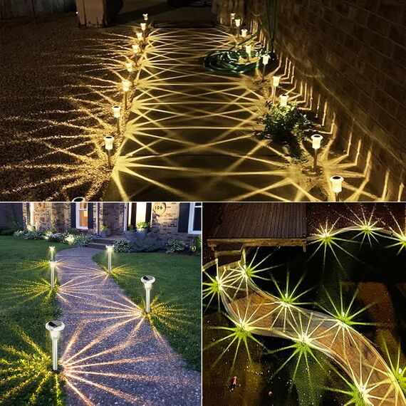 MUSUNIA Solarleuchten für Balkonkästen – IP65 wasserdichte Solar Wegleuchten aus Edelstahl für Garten, Terrasse, Rasen, Gehweg und Landschaftsgestaltung Warmweiß (6er-Pack)