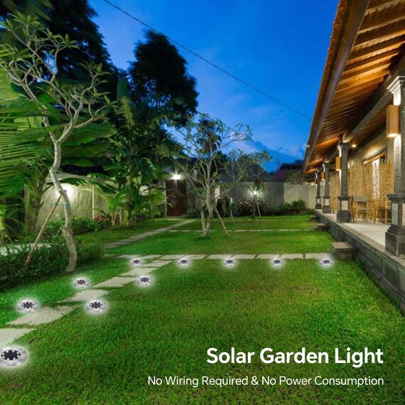 Caldarax 4 Stück Solar Bodenleuchten Aussen, 8 LEDs Solarlampen für Außen Garten, IP65 Wasserdicht Solarleuchten, Kaltweiß Led Solar Gartenleuchten für Rasen, Gehweg, Auffahrt, Patio