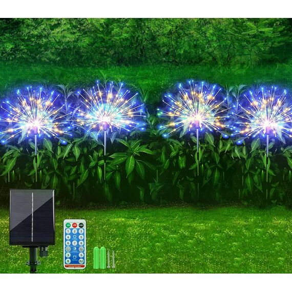 Sunlisky Solarlampen für Außen Weihnachtsbeleuchtung Solar für Weihnachtsdeko Garten Aussen, 4-Pack 480LED mit 17 Tasten Fernbedienung IP65 Gartendeko für draußen Led Gartenbeleuchtung Solar（Bunt）