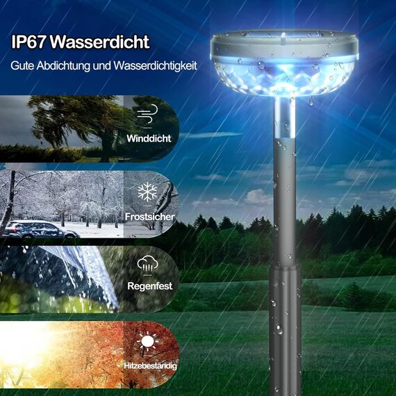 Becomlight LED Solarlampen für Außen Garten: 2-Stück Warmweiß & Farbwechsel Solar Gartenleuchten mit Erdspieß - IP67 Wetterfest Solarleuchten für Draußen Gartendeko Beleuchtung