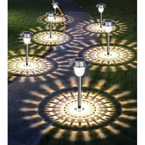 LITOHOM Solarlampen für Außen Garten, 4 Stuck Solarleuchten Garten mit Warmweiß IP65 Wasserdicht Edelstahl Metall Solar Wegeleuchte Solarleuchten Garten Deko für Rasen, Terrasse, Hof