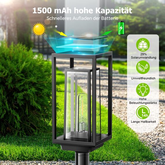 PUAIDA Solarlampen für Außen Garten, 2 Pack Moderne Garten Solarleuchten mit Längere Arbeitzeit, Extrem Helle Solar Gartenleuchten, IP65 Wassserdicht Solar Gartendeko für Balkon Terrase Outdoor