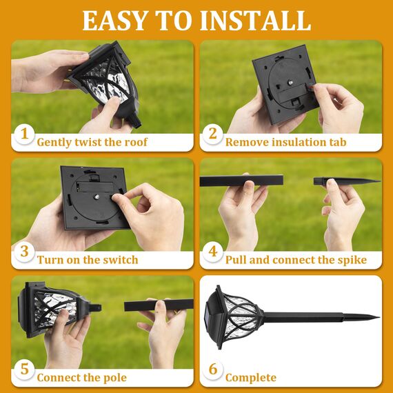 GIGALUMI Solarlampen für außen, 6 Stück LED Solar Gartenleuchten, solarbetriebene Lichter für Garten, Terrasse, Balkon, Landschaft, Gehweg, Pfad (Warmweiß)