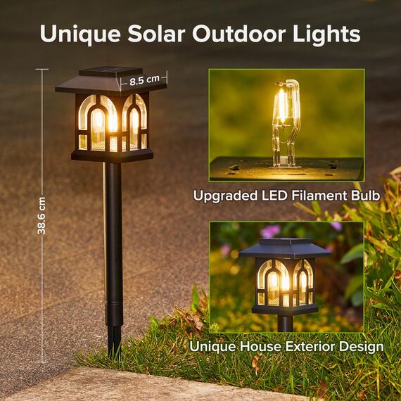 NEEMO 8 Stück Solarlampen für Außen Garten, Vintage Solarleuchten für Außen mit Warmweiß Wolfram, IP65 Wasserdicht Solar Gartenleuchten für Außen Terrasse Rasen Hof Balkon Deko