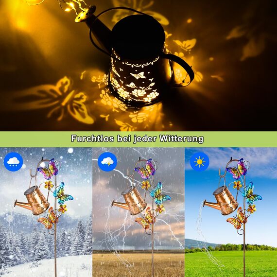 IEEILULU Solar Gießkanne Lampe, Solarlampen mit Lichterkette Gießkanne, Wasserdicht solar giesskanne für außen mit Ständer, LED Solarbetriebene für Außen Licht für Weg, Gehweg, Garten, Terrasse (Warm)