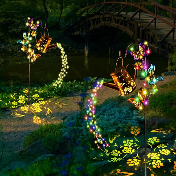 IEEILULU Solar Gießkanne Lampe, Solarlampen mit Lichterkette Gießkanne, Wasserdicht solar giesskanne für außen mit Ständer, LED Solarbetriebene für Außen Licht für Weg, Gehweg, Garten, Terrasse (Warm)